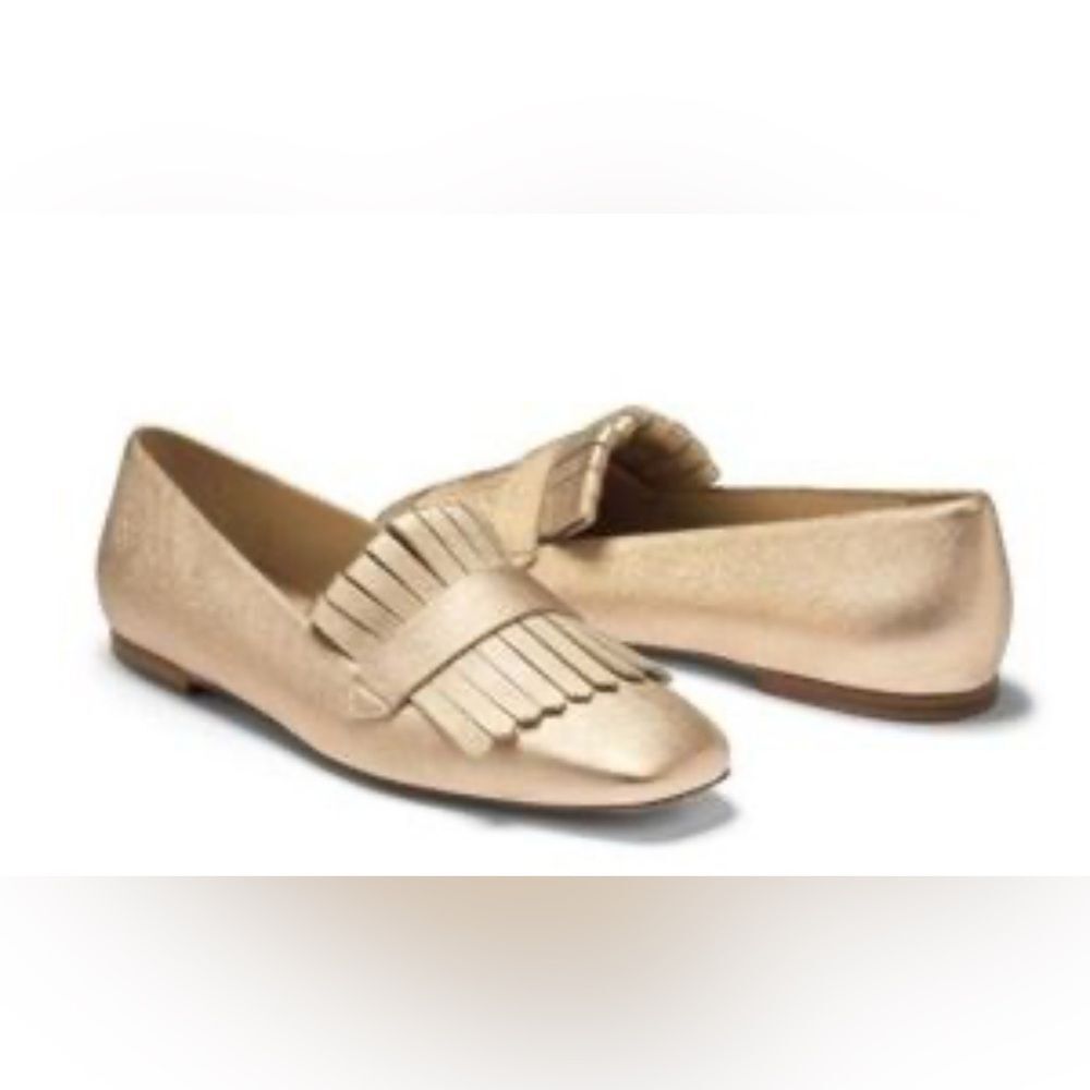 M. Gemi Fato Gold Leather Kiltie Fringe Loafers SZ 39.5 / US 8.5-9